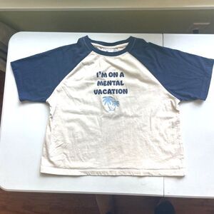 Daisy Street Women's T Shirt Small 100% Cotton Short Sleeves Blue White Casual